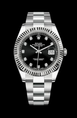 Rolex Datejust 41 Stainless Steel Fluted / Oyster / Black - Diamond