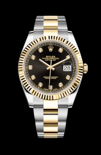 Rolex Datejust 41 Rolesor Yellow Fluted / Oyster / Black - Diamond