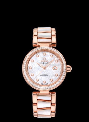 Omega LadyMatic Co-Axial 34 Sedna Gold Baguette / MOP / MOP Bracelet