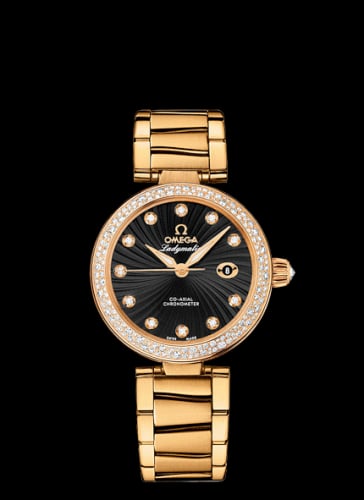 Omega LadyMatic Co-Axial 34 Yellow Gold / Diamond / Black / Bracelet