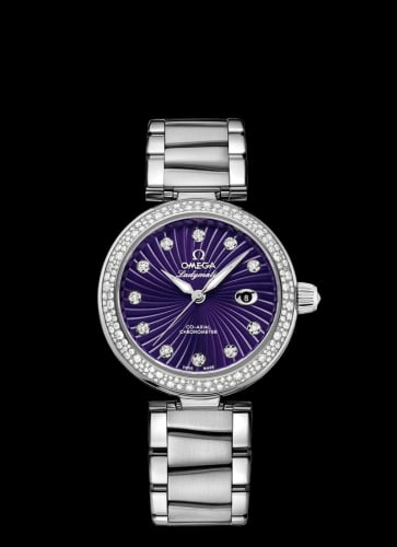 Omega LadyMatic Co-Axial 34 Stainless Steel / Diamond / Purple / Bracelet