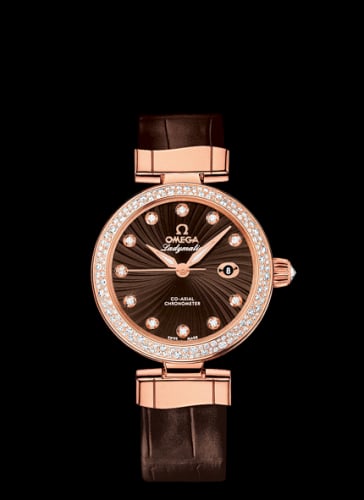 Omega LadyMatic Co-Axial 34 Red Gold / Diamond / Brown