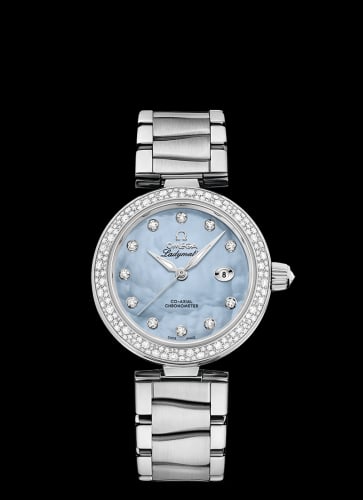 Omega LadyMatic Co-Axial 34 Stainless Steel / Diamond / Blue MOP / Bracelet