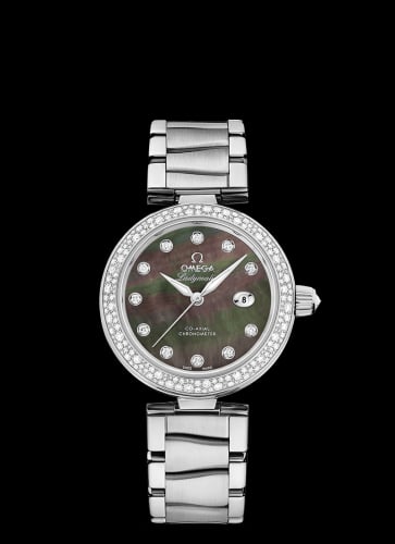 Omega LadyMatic Co-Axial 34 Stainless Steel / Diamond / Brown MOP / Bracelet
