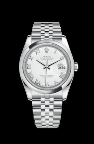Rolex Datejust 36 Stainless Steel Domed / Jubilee / White Roman