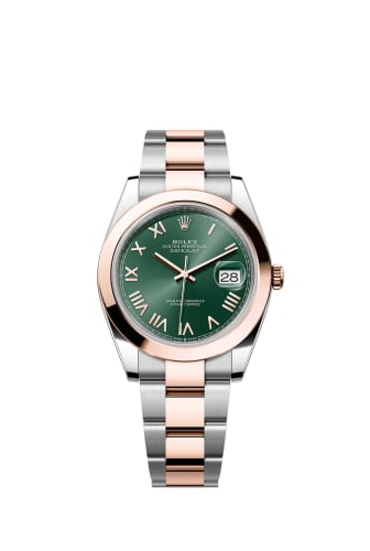 Rolex Datejust 41 Stainless Steel - Everose - Smooth / Mint Green Roman / Oyster