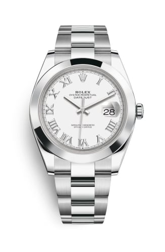 Rolex Datejust 41 Stainless Steel Smooth / Oyster / White Roman