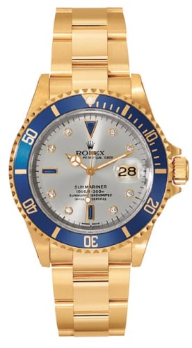 Rolex Submariner 16618 Silver Serti