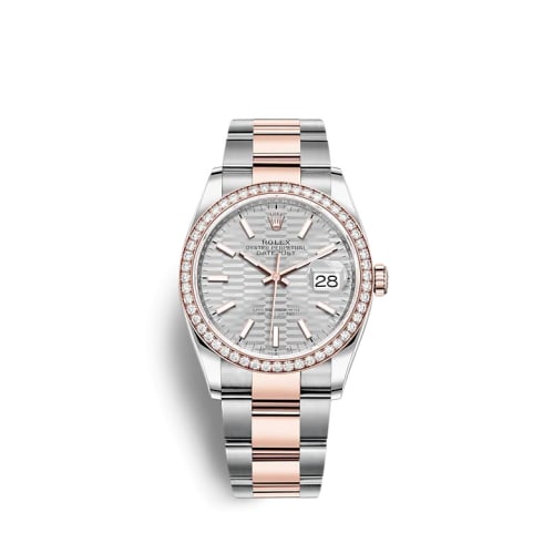 Rolex Datejust 36 Stainless Steel / Everose / Diamond / Silver - Fluted / Oyster