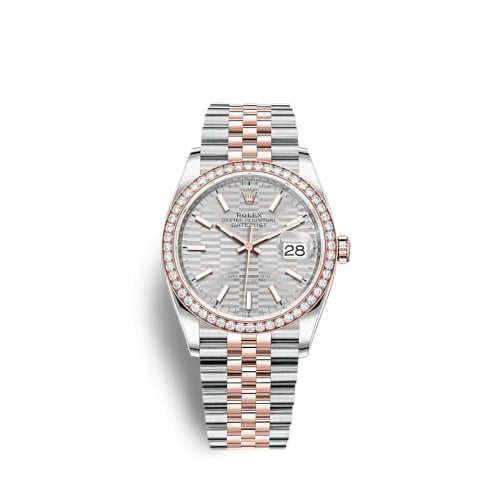 Rolex Datejust 36 Stainless Steel / Everose / Diamond / Silver - Fluted / Jubilee