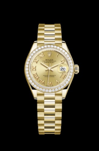Rolex Lady-Datejust 28 Yellow Gold Diamond / President / Champagne Roman
