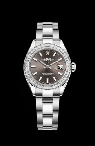 Rolex Lady-Datejust 28 Stainless Steel / Diamond / Grey / Oyster