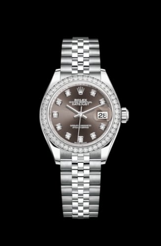 Rolex Lady-Datejust 28 Stainless Steel / Diamond / Grey - Diamond / Jubilee