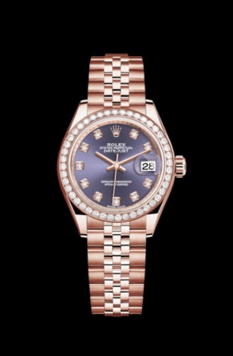 Rolex Lady-Datejust 28 Everose Diamond / Jubilee / Aubergine