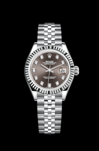 Rolex Lady-Datejust 28 Stainless Steel Fluted / Grey - Diamond / Jubilee