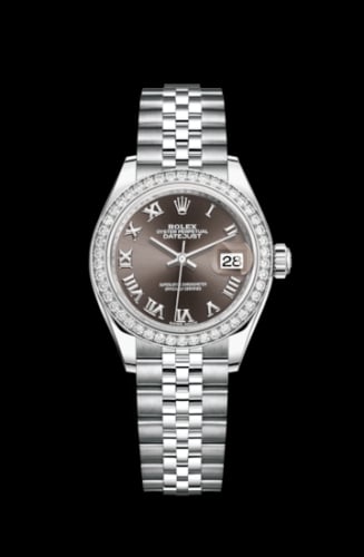 Rolex Lady-Datejust 28 Stainless Steel / Diamond / Grey - Roman / Jubilee