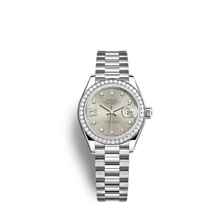 Rolex Lady-Datejust 28 White Gold - Diamond / President / Silver - Diamond