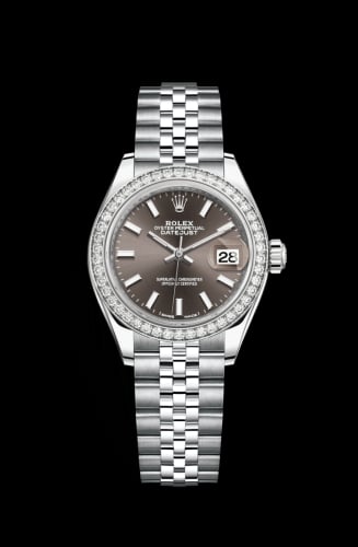 Rolex Lady-Datejust 28 Stainless Steel / Diamond / Grey / Jubilee