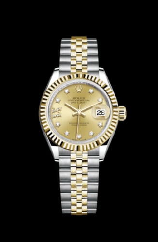 Rolex Lady-Datejust 28 Rolesor Yellow Fluted / Jubilee / Champagne Diamond