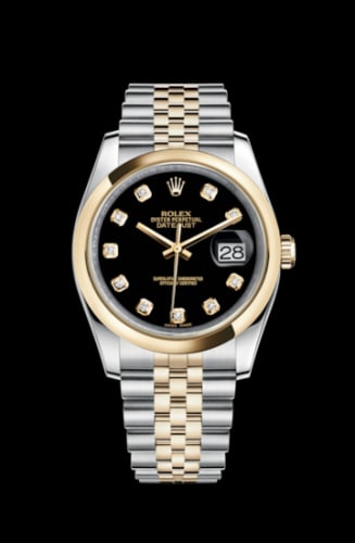 Rolex Datejust 36 Rolesor Yellow Domed / Jubilee / Black Diamond