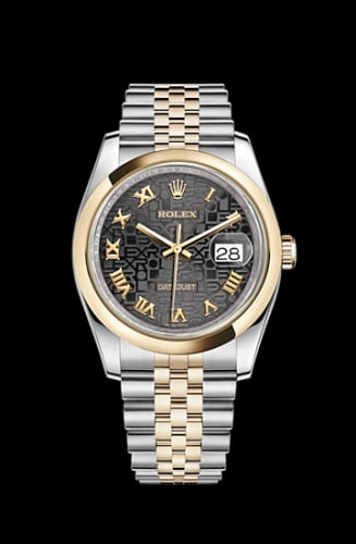 Rolex Datejust 36 Rolesor Yellow Domed / Jubilee / Black Computer Roman