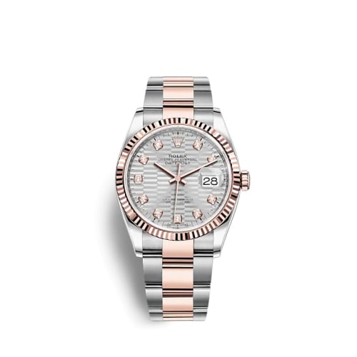 Rolex Datejust 36 Stainless Steel / Everose / Fluted / Silver - Fluted - Diamond / Oyster