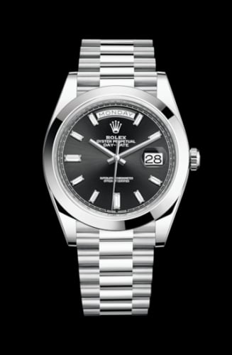 Rolex Day-Date 40 Platinum / Black - Diamond
