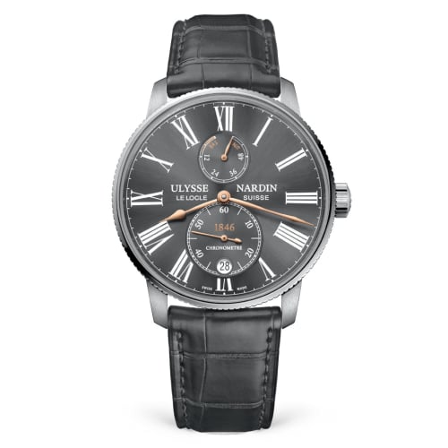 Ulysse Nardin Marine Torpilleur Stainless Steel / Grey / Alligator