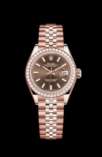 Rolex Lady-Datejust 28 Everose Diamond / Jubilee / Chocolate