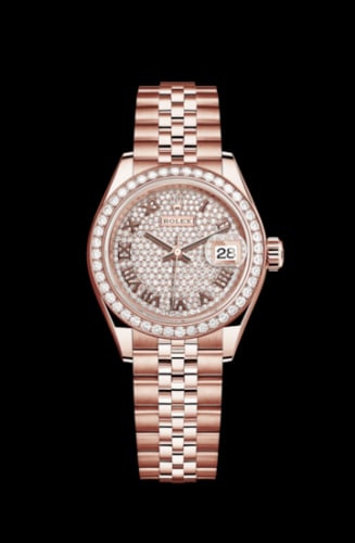 Rolex Lady-Datejust 28 Everose Diamond / Jubilee / Paved Roman