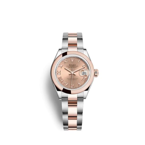 Rolex Lady-Datejust 28 Stainless Steel / Rose Gold / Domed / Rose - Roman / Oyster
