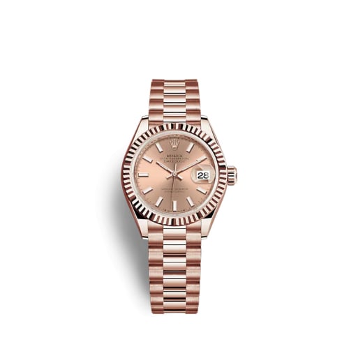 Rolex Lady-Datejust 28 Rose Gold / Fluted / Rose / President