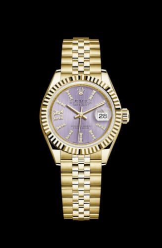 Rolex Lady-Datejust 28 Yellow Gold Fluted / Jubilee / Lilac Diamond