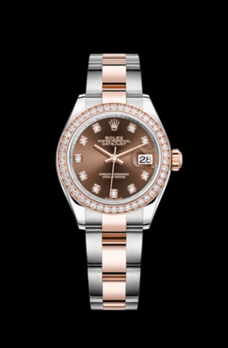 Rolex Lady-Datejust 28 Rolesor Rose Diamond / Oyster / Chocolate Diamond