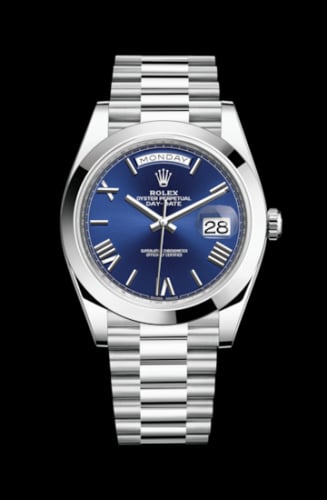 Rolex Day-Date 40 Platinum / Blue - Roman