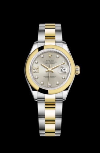Rolex Lady-Datejust 28 Rolesor Yellow Domed / Oyster / Silver Diamond