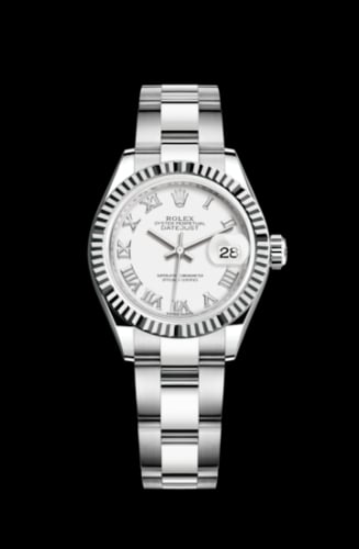 Rolex Lady-Datejust 28 Stainless Steel Fluted / White - Roman / Oyster