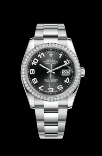 Rolex Datejust 36 Stainless Steel Diamond / Oyster / Black Arabic