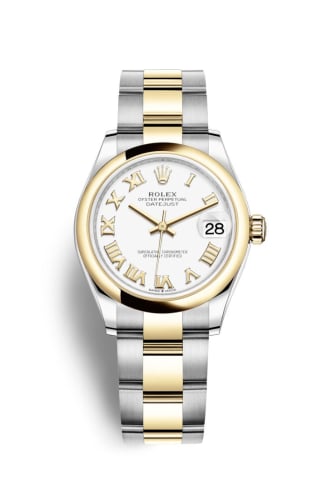 Rolex Datejust 31 Stainless Steel / Yellow Gold / Domed / White - Roman / Oyster