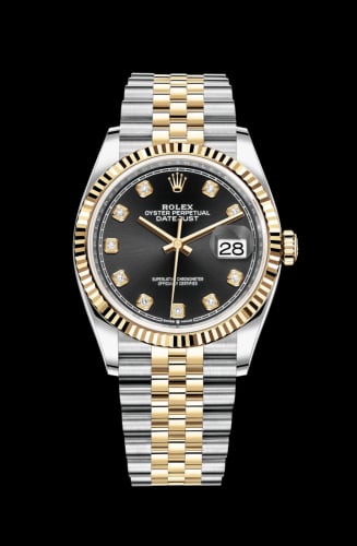 Rolex Datejust 36 Stainless Steel / Yellow Gold / Fluted / Black Diamond / Jubilee