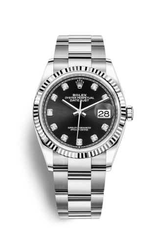 Rolex Datejust 36 Stainless Steel / Fluted / Black-Diamond / Oyster