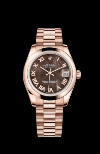 Rolex Datejust 31 Everose Domed / President / Brown MOP Roman