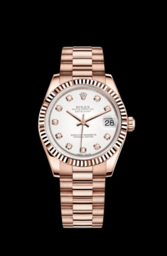 Rolex Datejust 31 Everose Fluted / President / White Diamonds