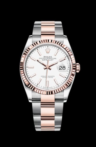 Rolex Datejust 36 Stainless Steel / Everose / Fluted / White / Oyster