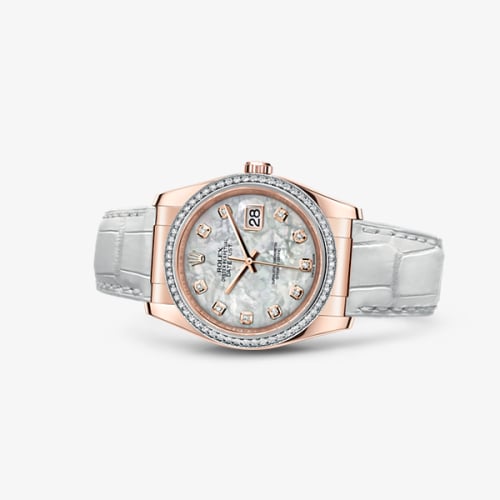 Rolex Datejust 36 Everose Strap White Mother of Pearl Diamonds