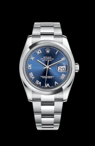 Rolex Datejust 36 Stainless Steel Domed / Oyster / Blue Roman