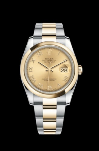 Rolex Datejust 36 Rolesor Yellow Domed / Oyster / Champagne Roman