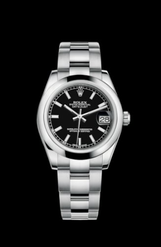 Rolex Datejust 31 Stainless Steel Domed / Oyster / Black