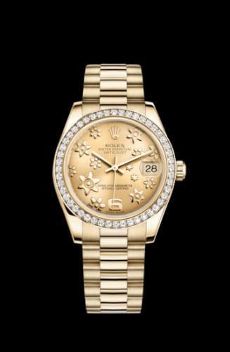 Rolex Datejust 31 Yellow Gold Diamond / President / Champagne Floral