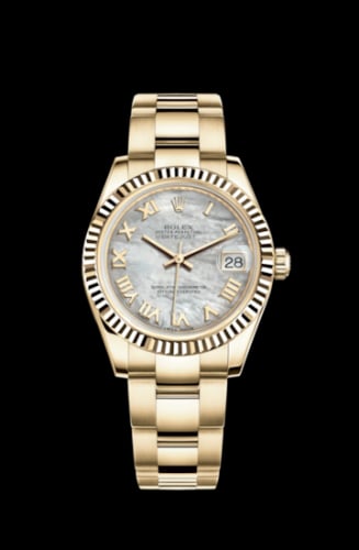 Rolex Datejust 31 Yellow Gold Fluted / Oyster / MOP Roman